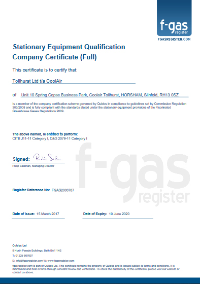 fgas certificate