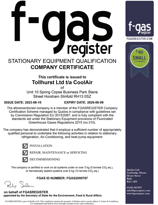 fgas certificate